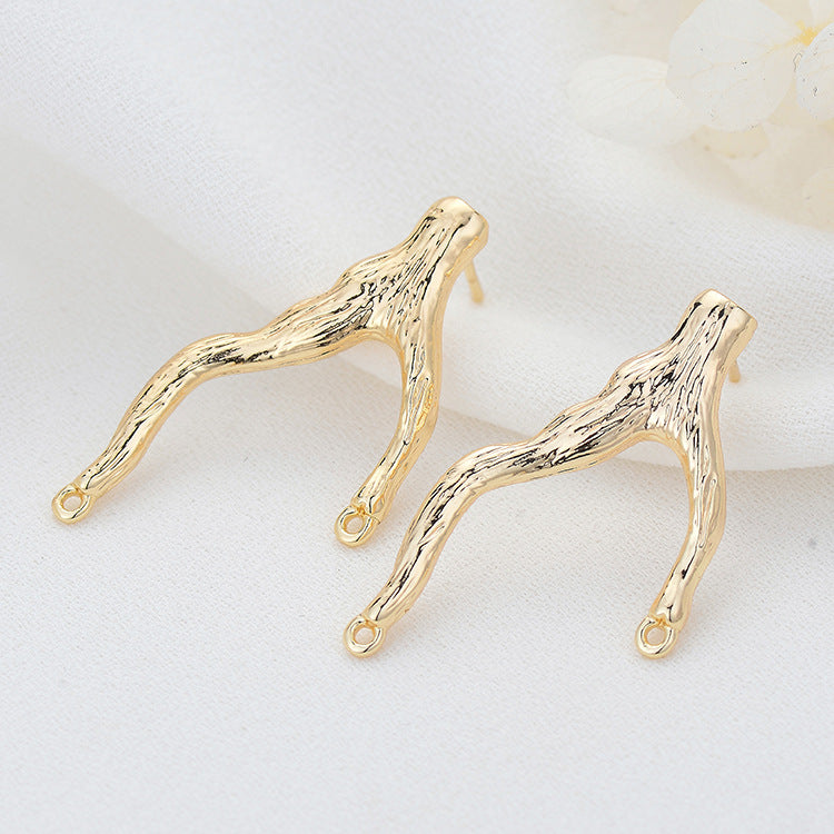 4 boucles d'oreilles à tige en corne de renne avec boucle 14K GF Earing