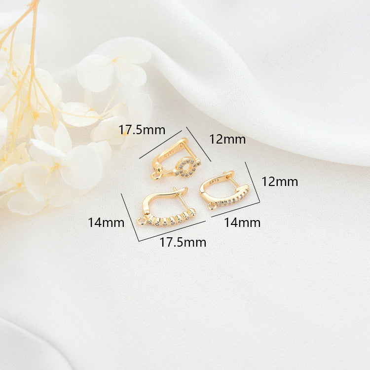 4 boucles d'oreilles créoles rectangulaires avec boucle ornées de strass 14K GF