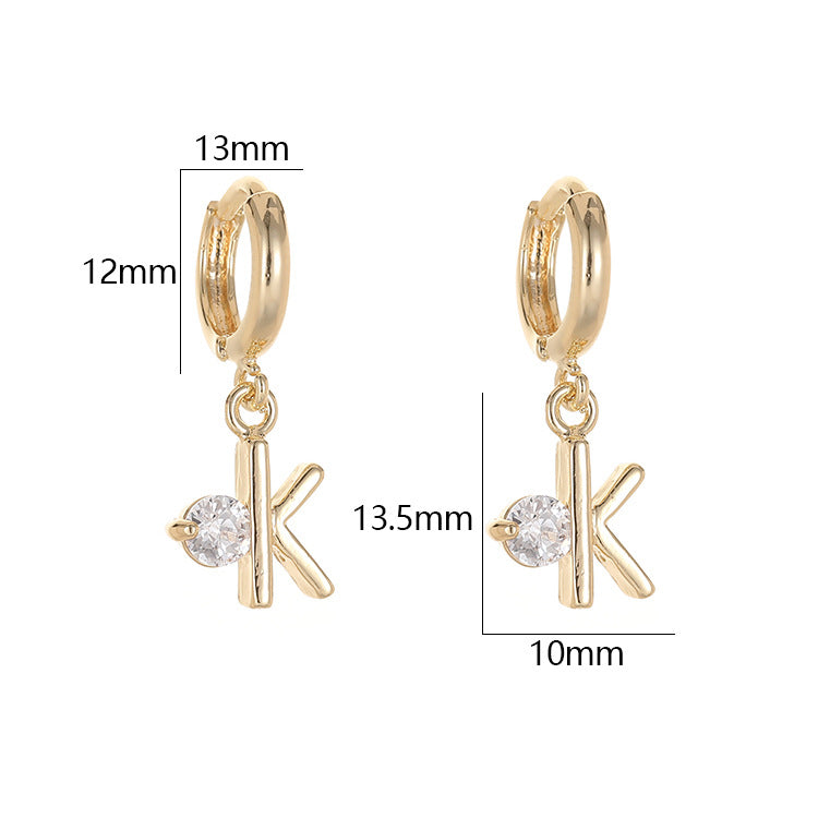 4 OK Charm Hoop Earrings Rhinestone Embellished 14K GF Earing