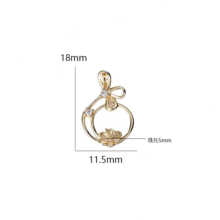 2 pendentif à breloque cercle floral strass embelli 14K GF perle à moitié percée perle vierge