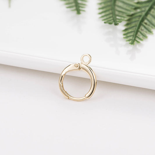 4 Plain Circle Hoop Earring with Loop 14K GF Earing 15x11mm