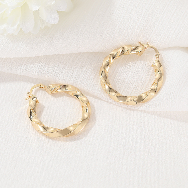 4 Twined Circle Chunky Hoop Earrings 14K GF Earing