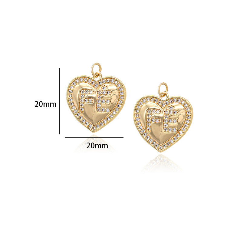 Pendentif à breloque 2 cœurs orné de strass 14K GF