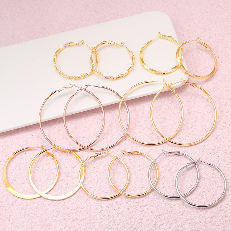 4 Twined Circle Chunky Hoop Earrings 14K GF Earing