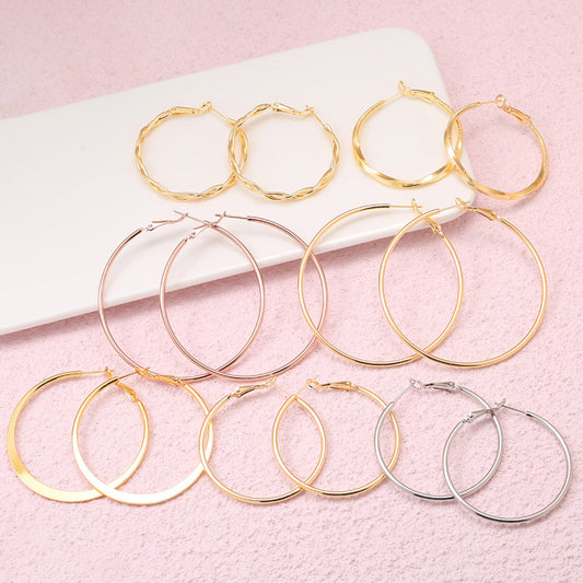 4 Twined Circle Chunky Hoop Earrings 14K GF Earing