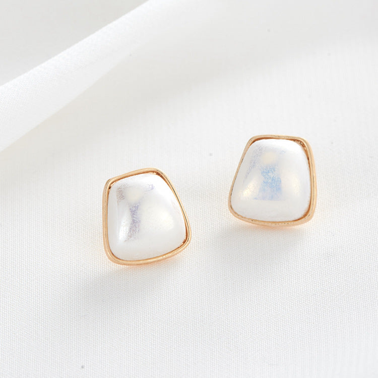 4 Trapezoid Pad Stud Earrings 14K GF Earing Pearl Cabochon Base Blank