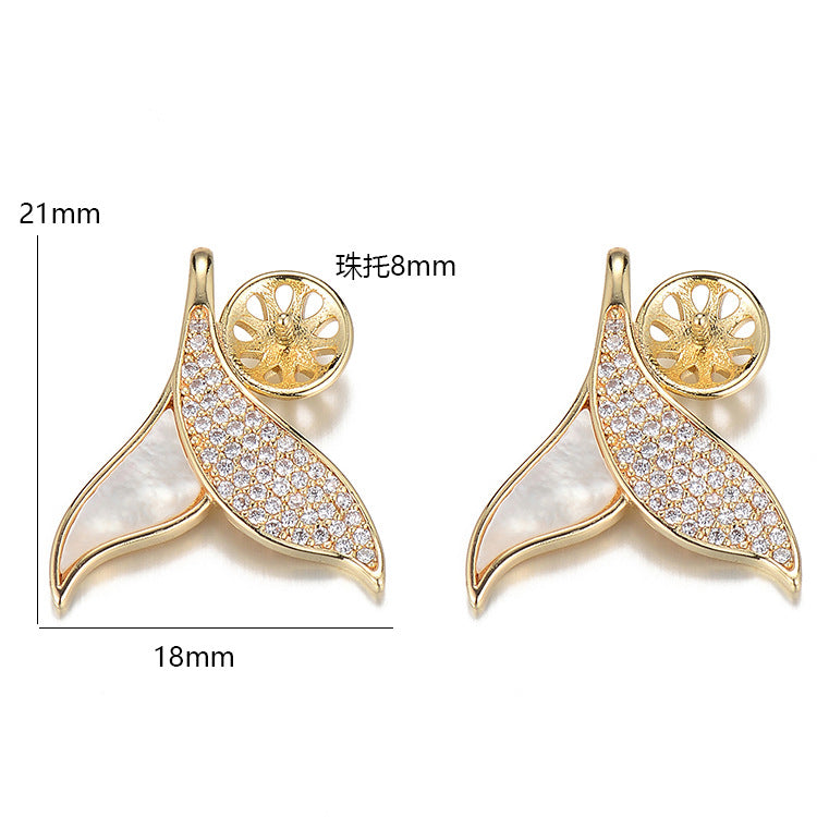 2 Sirène Baleine Queue Charme Pendentif Strass Embelli 14K GF Perle Perlée Vierge