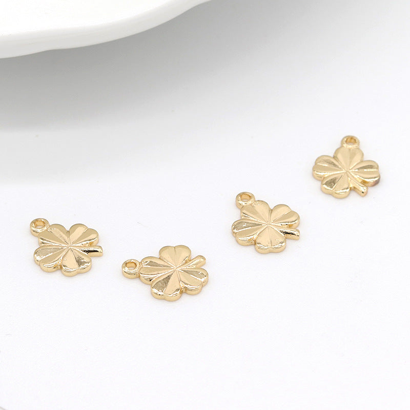 2 Four Leaf Clover Charm Pendant 14K GF