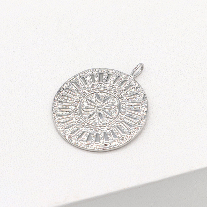 2 Sun Coin Charm Pendant 14K GF