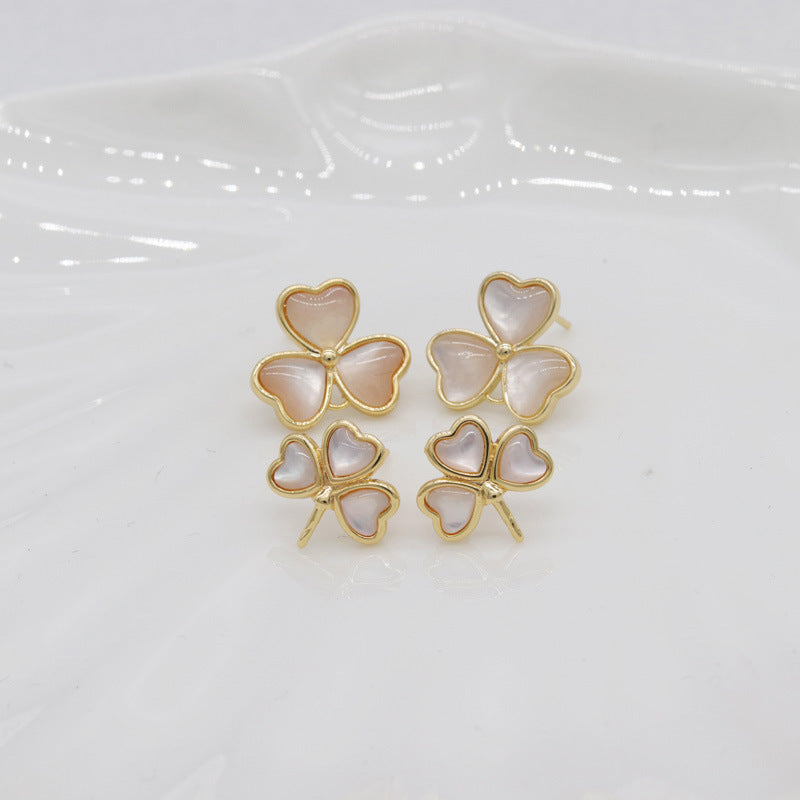 4 Clover Stud Earrings 14K GF Earing Resin Embellished