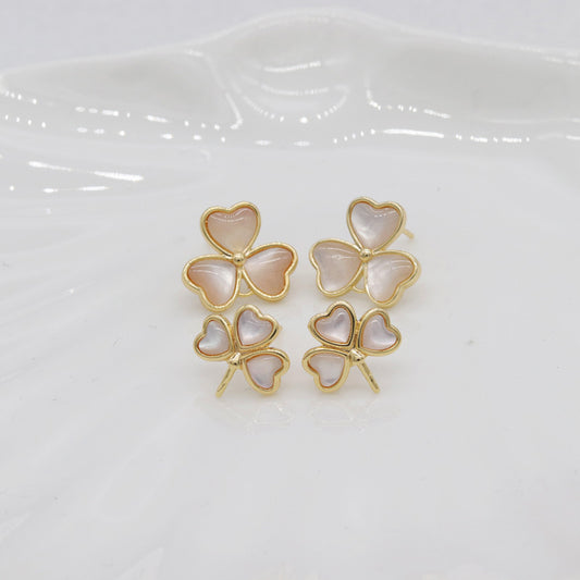 4 Clover Stud Earrings 14K GF Earing Resin Embellished