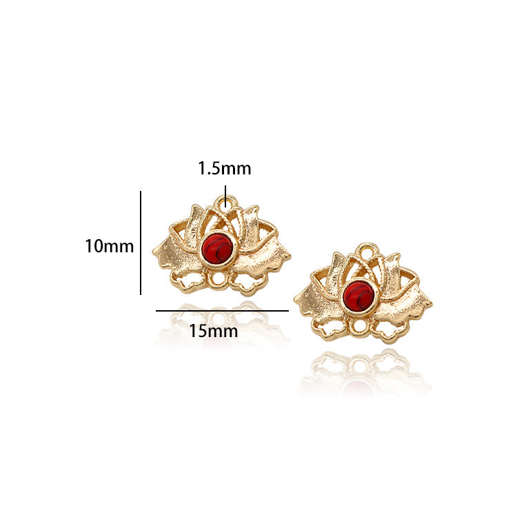 10 connecteur de charme floral lotus à double boucle turquoise embelli 14K GF