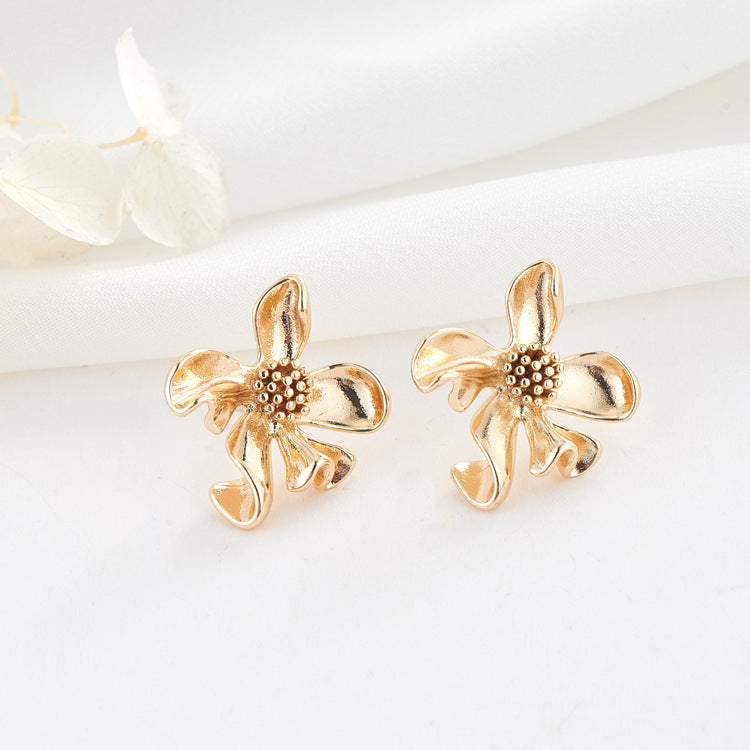 4 boucles d'oreilles à tige florale 14K GF Earing