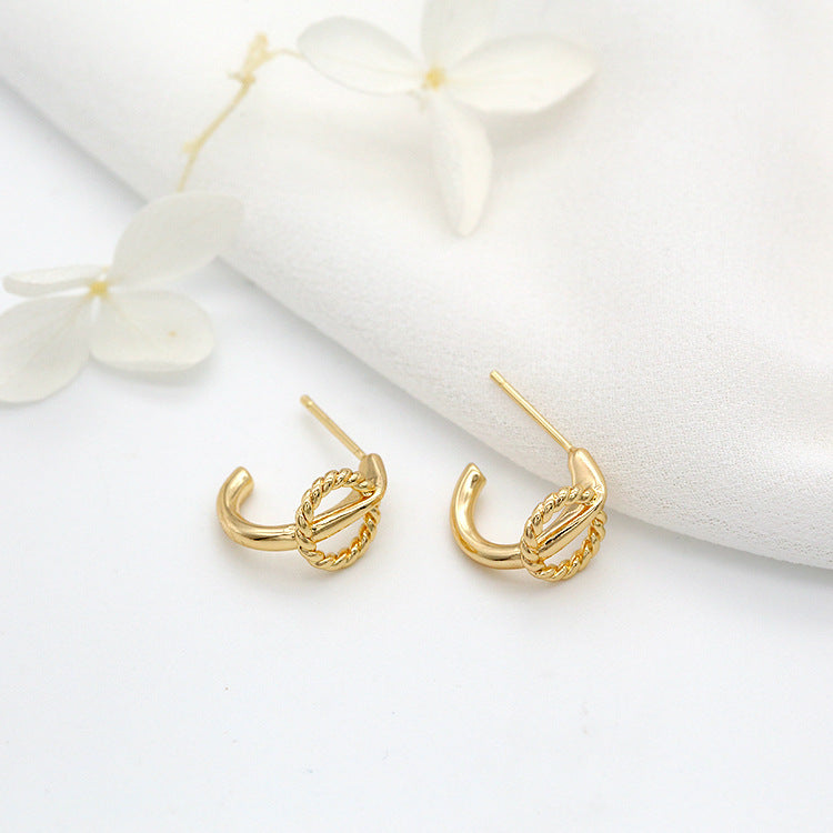 4 boucles d'oreilles à tige demi-cercle torsadées 14K GF Earing