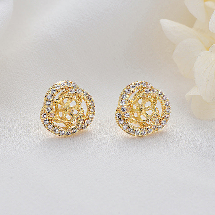 Boucles d'oreilles à 4 cercles, pendentif à breloque, bague de déclaration, ornée de strass, 14K GF, boucle d'oreille à moitié percée, perle vierge