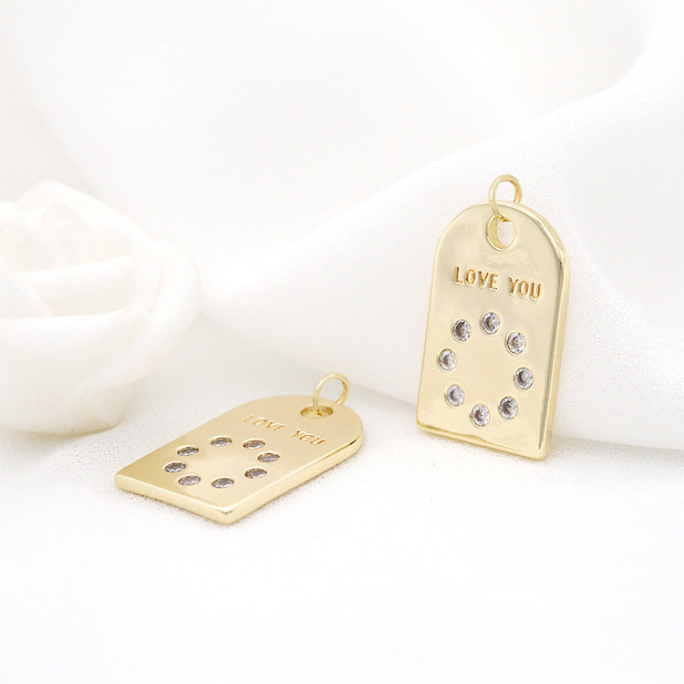 2 pendentifs à breloque rectangulaires ornés de strass 14K GF