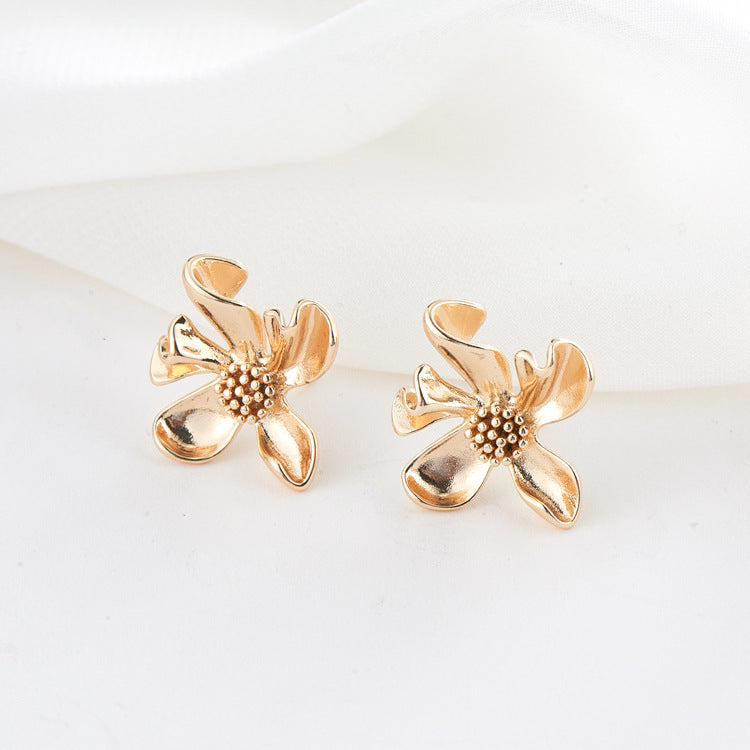 4 boucles d'oreilles à tige florale 14K GF Earing