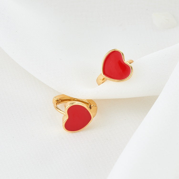 4 Heart Hoop Earrings Enamel Epoxy 14K GF Earing