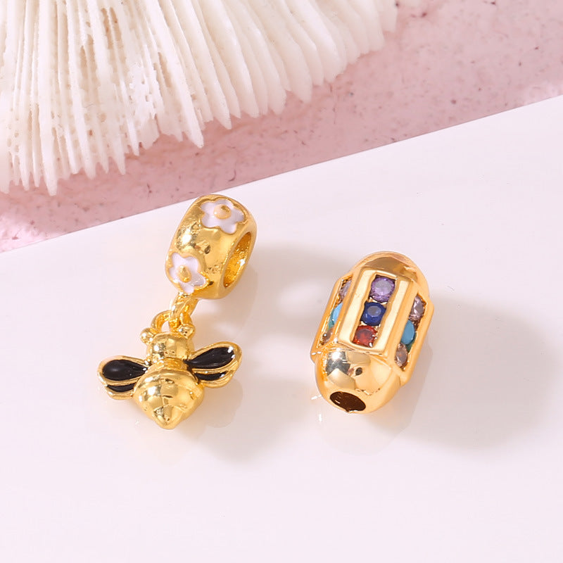 2 Oval Bead Bee 14K GF Charm Beadwork Spacer