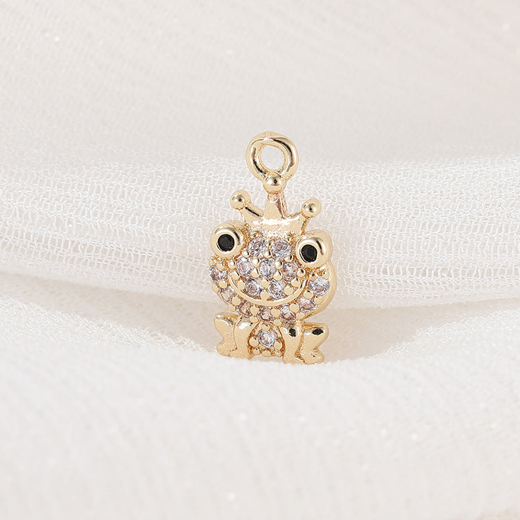 2 Penguin Cat Frog Robot Charm Pendant Rhinestone Embellished 14K GF