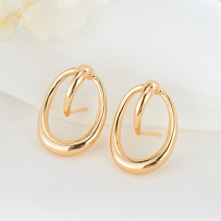 4 boucles d'oreilles à tige en cercle fondu 14K GF