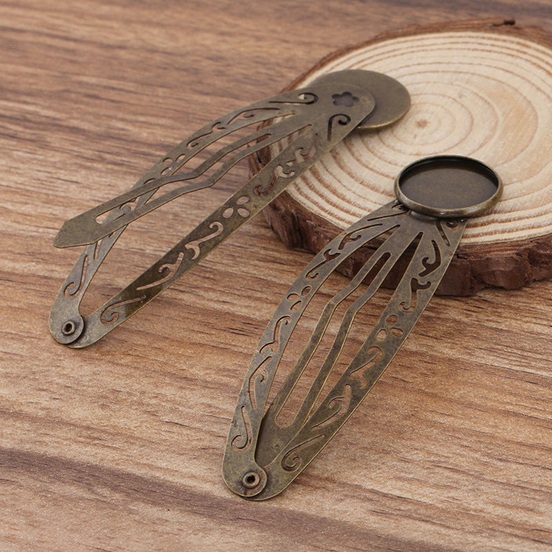 20 coupe de lunette à bord uni, pince à cheveux en filigrane, épingle à cheveux en Bronze, Cabochon rond de 18mm, Base vierge, réglage de pièce de pierre précieuse