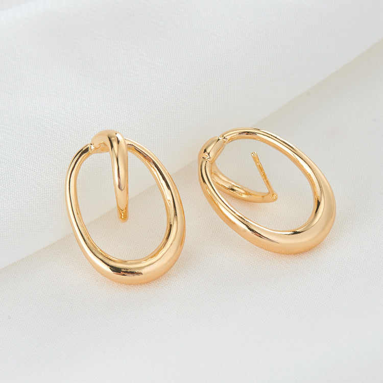 4 boucles d'oreilles à tige en cercle fondu 14K GF