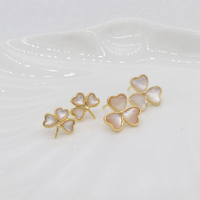 4 Clover Stud Earrings 14K GF Earing Resin Embellished