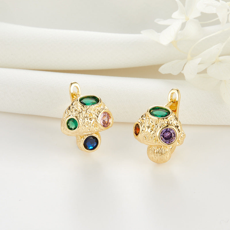 4 boucles d'oreilles créoles sculptées ornées de strass 14K GF Earing