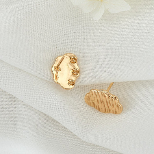 4 Frosted Cloud Stud Earrings with Loop 14K GF Earing