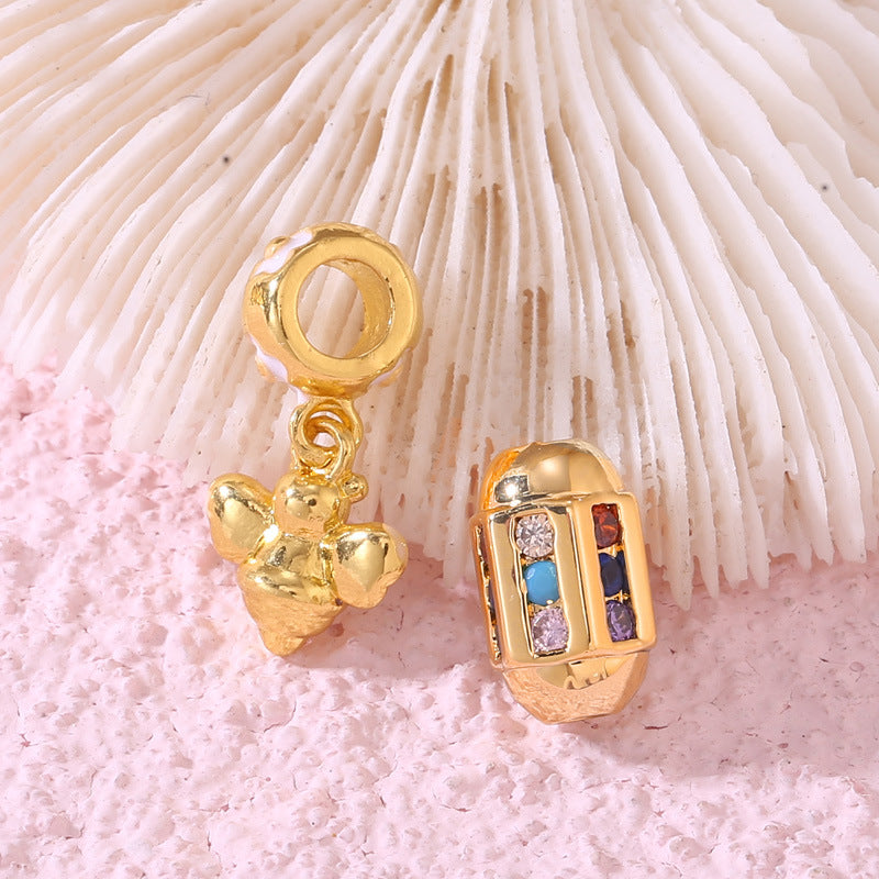 2 Oval Bead Bee 14K GF Charm Beadwork Spacer