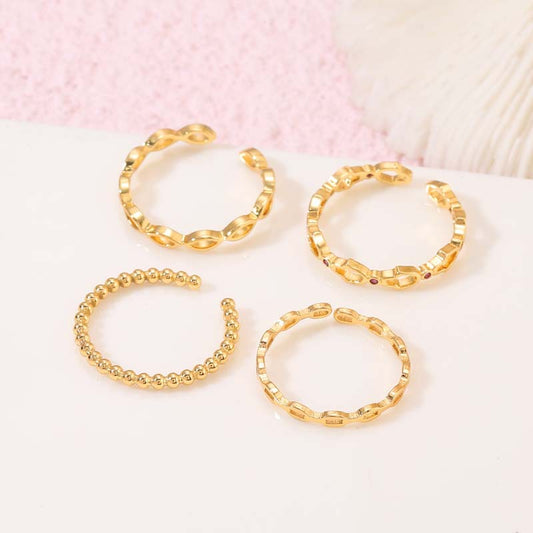 2 Stackable Open Circle Statement Ring 14K GF