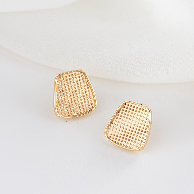 4 Trapezoid Pad Stud Earrings 14K GF Earing Pearl Cabochon Base Blank