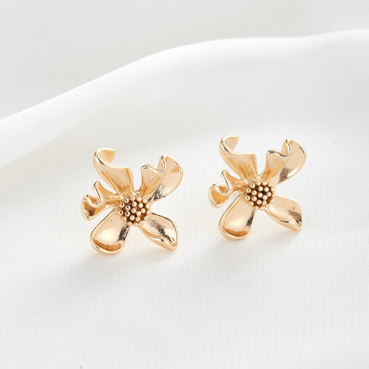 4 boucles d'oreilles à tige florale 14K GF Earing