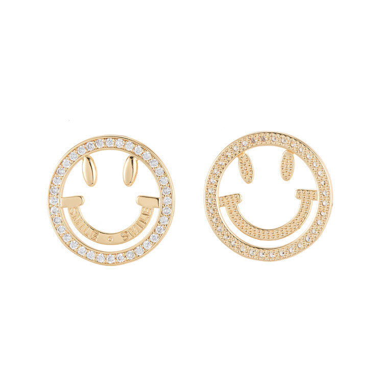 2 pendentif à breloque visage souriant strass embelli 14K GF