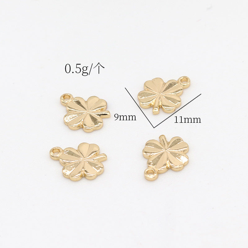 2 Four Leaf Clover Charm Pendant 14K GF