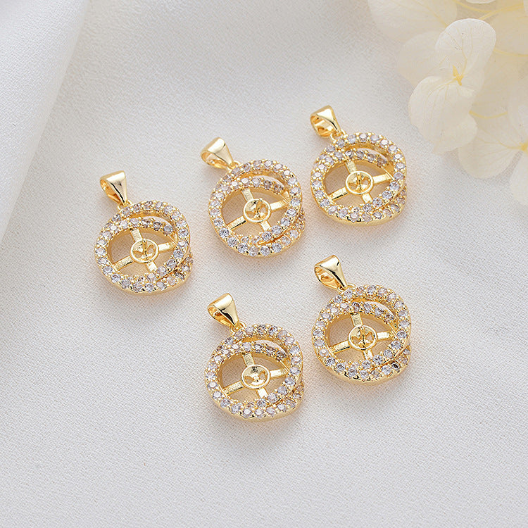 Boucles d'oreilles à 4 cercles, pendentif à breloque, bague de déclaration, ornée de strass, 14K GF, boucle d'oreille à moitié percée, perle vierge