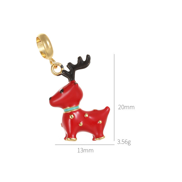 2 Reindeer Charm Pendant Enamel Epoxy 14K GF