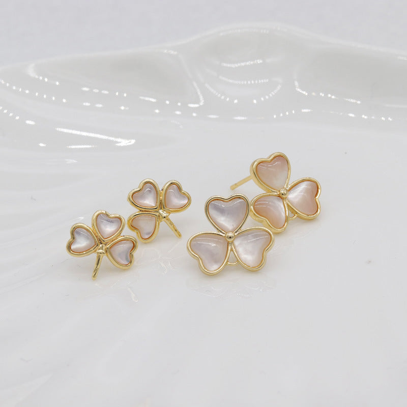 4 Clover Stud Earrings 14K GF Earing Resin Embellished