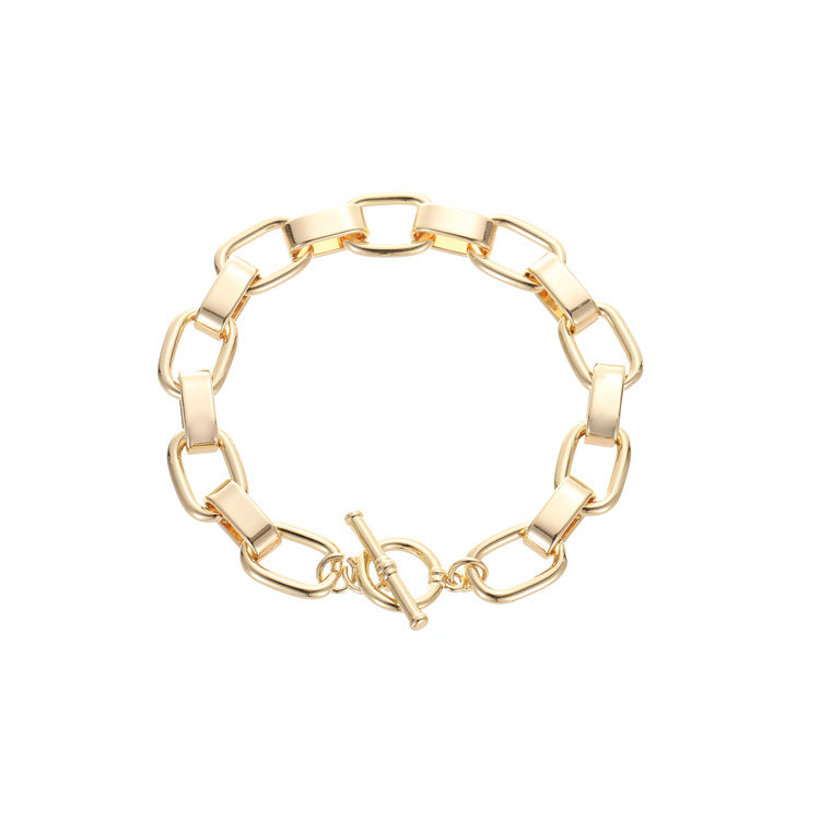 2 Chunky Cubic Link Box Cable Chain Bracelet 14K GF Bangle