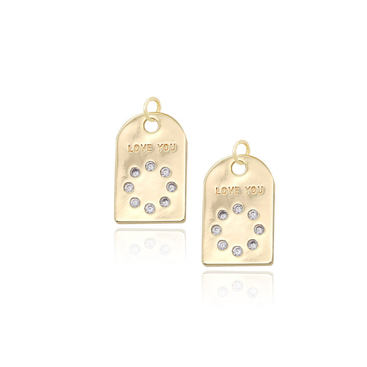 2 pendentifs à breloque rectangulaires ornés de strass 14K GF