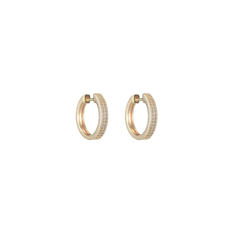 4 boucles d'oreilles créoles rondes avec boucle ornées de strass 14K GF Earing