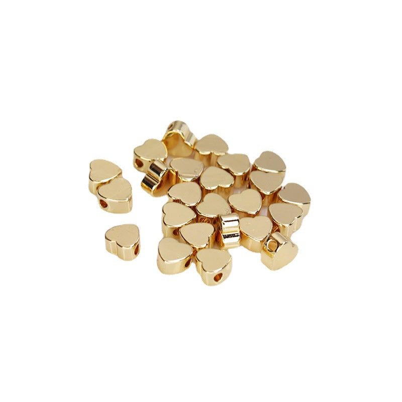 50 Tiny Glossy Flat Heart Bead 14K GF Charm Bead Spacer