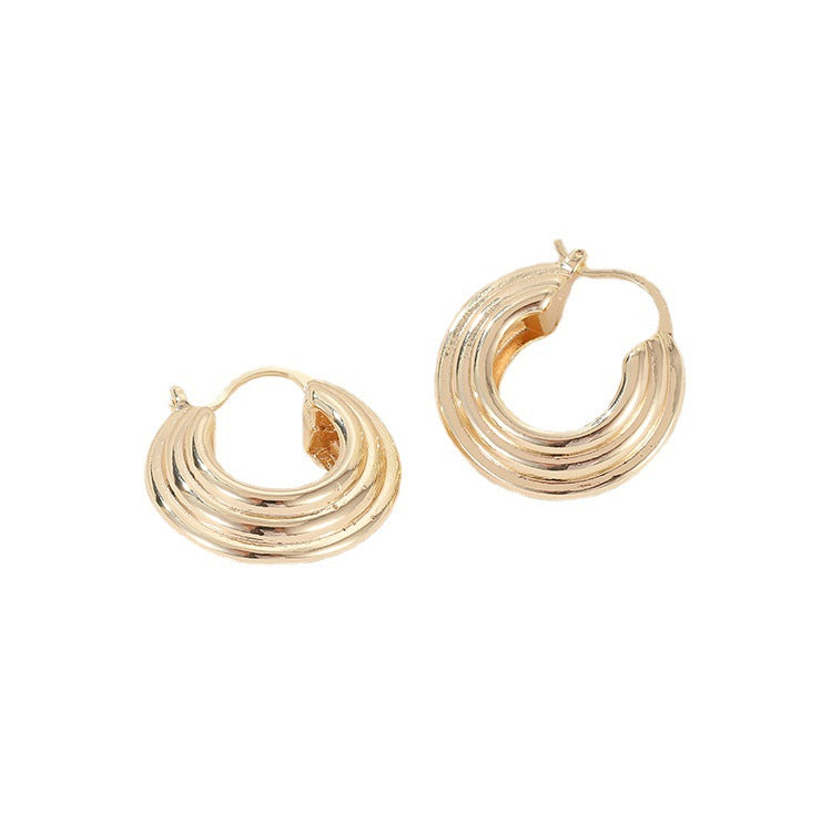 4 Twined Circle Chunky Hoop Earrings 14K GF Earing