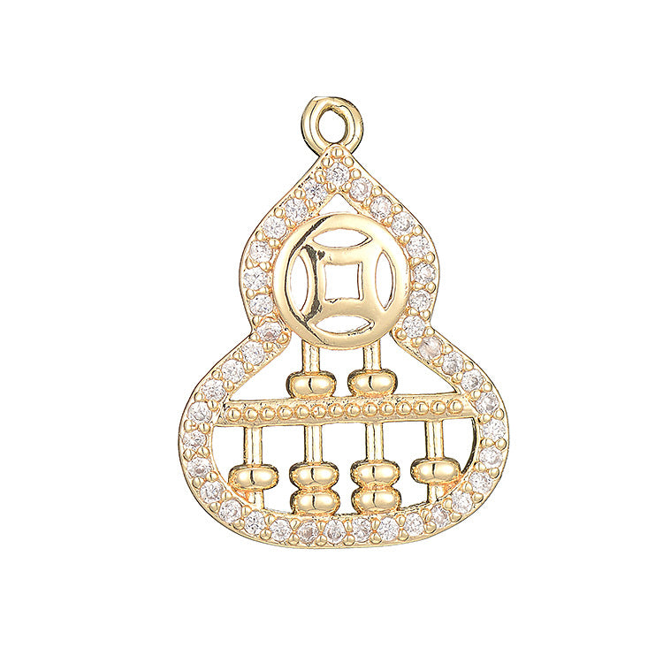 2 pendentif à breloque gourde en forme de pièce creuse orné de strass 14K GF