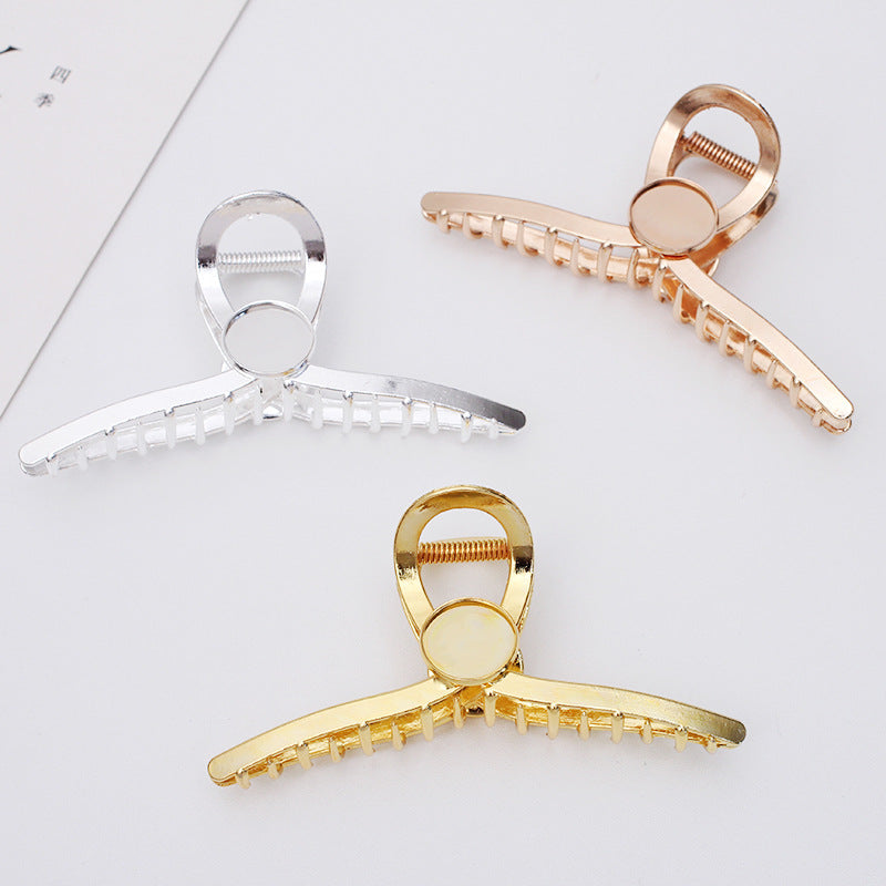 Copy of 5 Hair Claws Clamp Clip 18KGP 20mm 25mm Round Cabochon Blank Base Gemstone Piece Setting