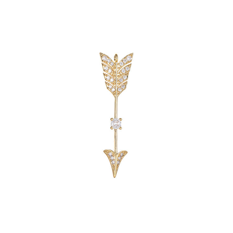 2 Arrow Charm Pendant Rhinestone Embellished 14K GF