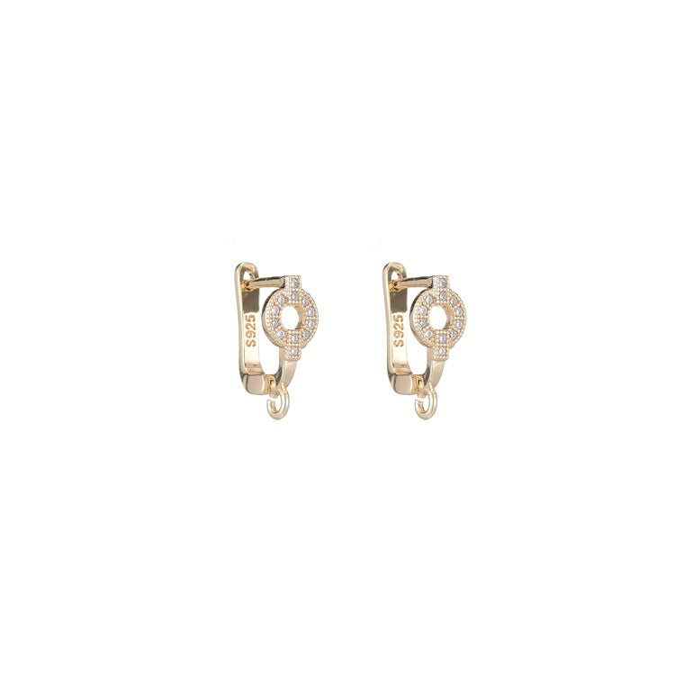 4 boucles d'oreilles créoles rectangulaires avec boucle ornées de strass 14K GF