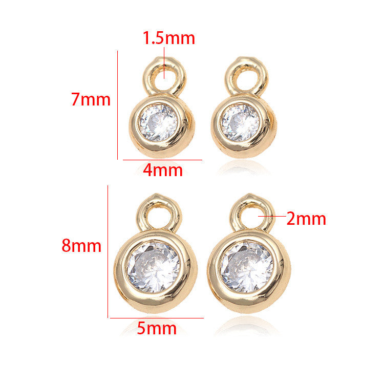 10 Tiny One Stone Charm Pendant Rhinestone Embellished 14K GF 4x7mm 5x8mm