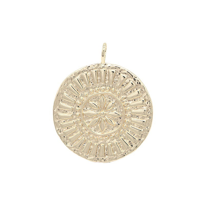 2 Sun Coin Charm Pendant 14K GF